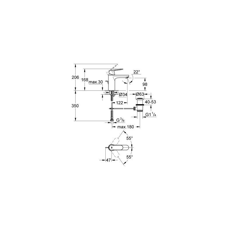 Смеситель для раковины однорычажный M-Size, EUROSMART Cosmopolitan, GROHE 23325000