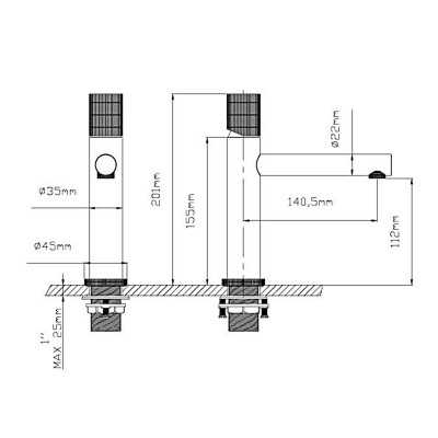 Смеситель для раковины черный Vincea Groove VBF-4G1MB