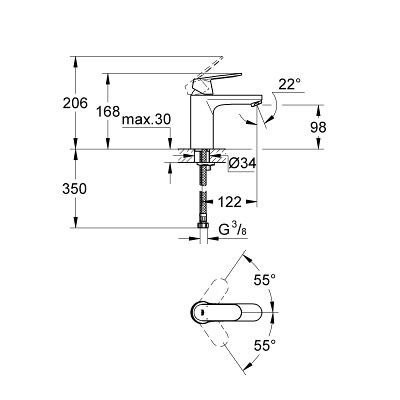 Смеситель для раковины однорычажный M-Size, EUROSMART Cosmopolitan, GROHE 23327000