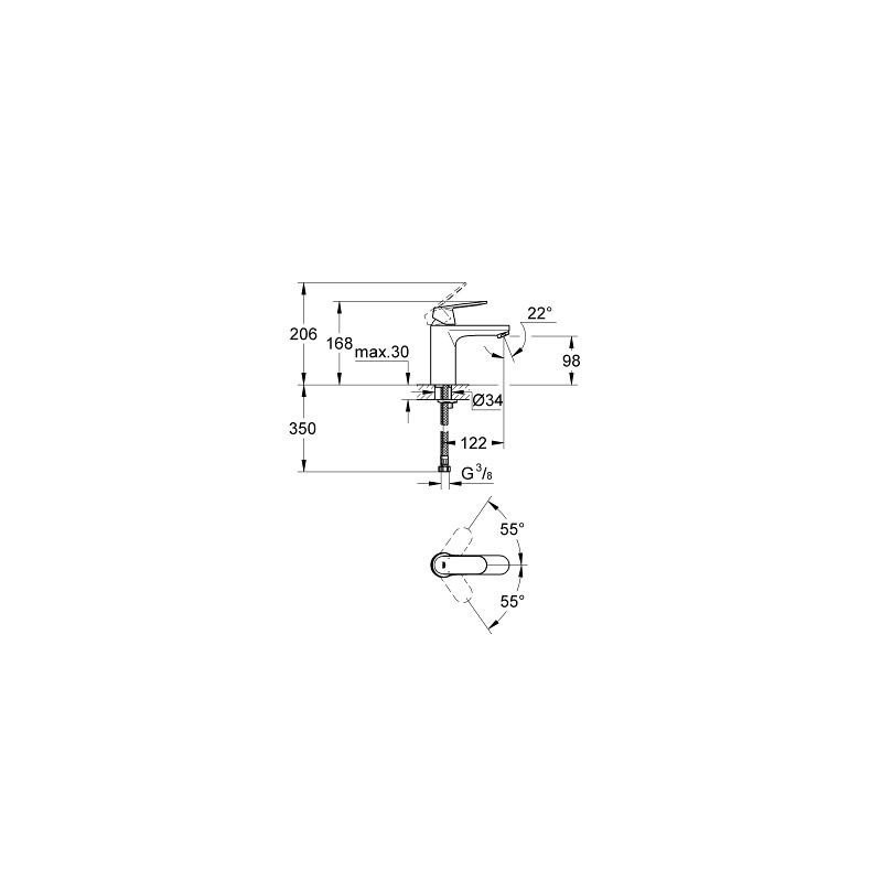 Смеситель для раковины однорычажный M-Size, EUROSMART Cosmopolitan, GROHE 23327000