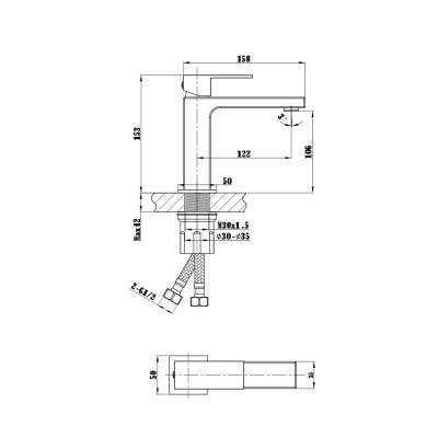 Смеситель для раковины золото Vincea Cube VBF-1C01BG
