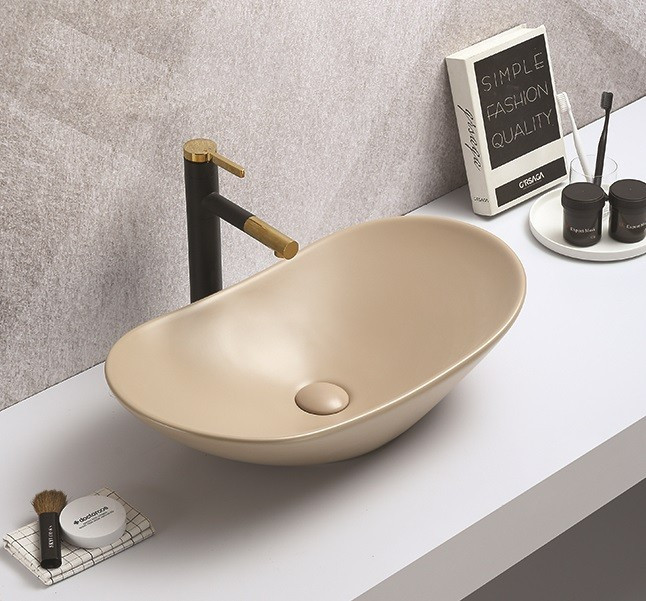 Раковина накладная 615x360x155 CeramaLux 7811AMC-1 капучино