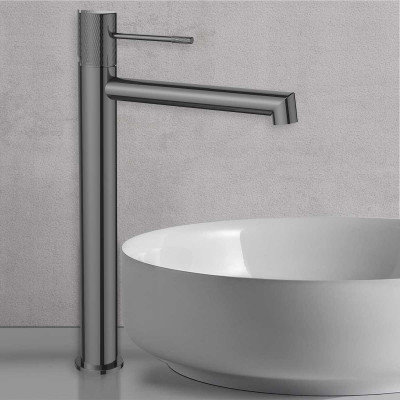 Смеситель для раковины высокий вороненая сталь Vincea Desire VBF-1D2GM