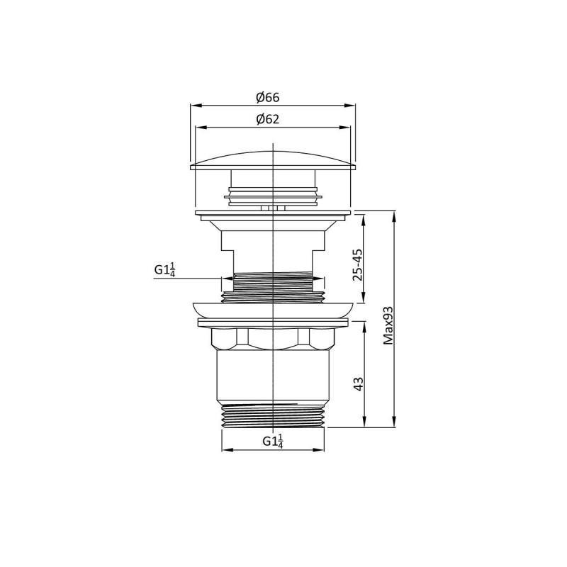 Донный клапан для раковины хром Vincea DPU-1B01CH