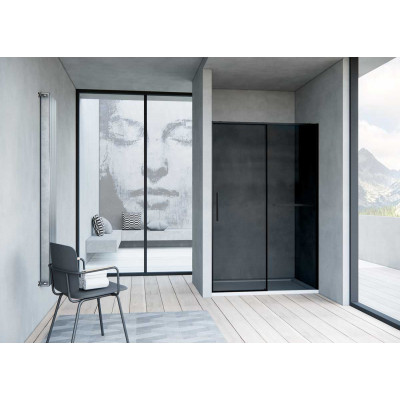 Душевая дверь профиль черный тонированное стекло 120x200см Vincea Slim Soft VDS-1SS120CGB