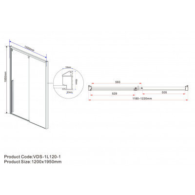 Душевая дверь профиль черный тонированное стекло 120x195см Vincea Lugano VDS-1L120CGB-1