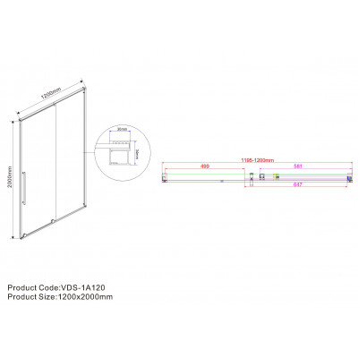 Душевая дверь профиль черный прозрачное стекло 120x200см Vincea Arno VPS-1A120CLB