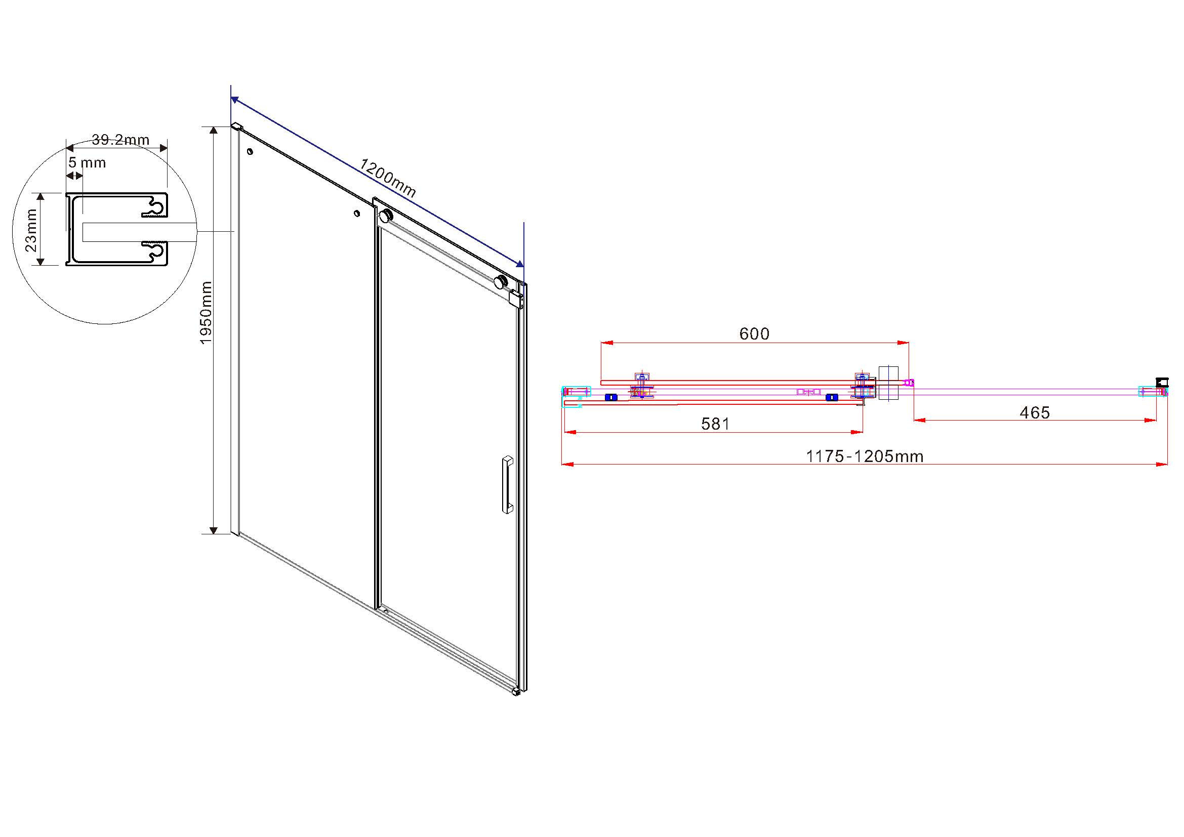 Душевая дверь профиль хром тонированное стекло 120x195см Vincea Como VPS-1C120CG