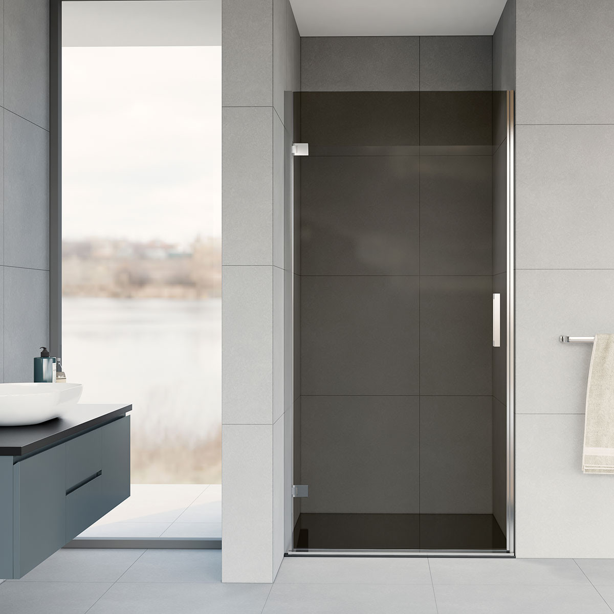 Душевая дверь профиль хром тонированное стекло 90x200см Vincea Flex VDP-1F900CG
