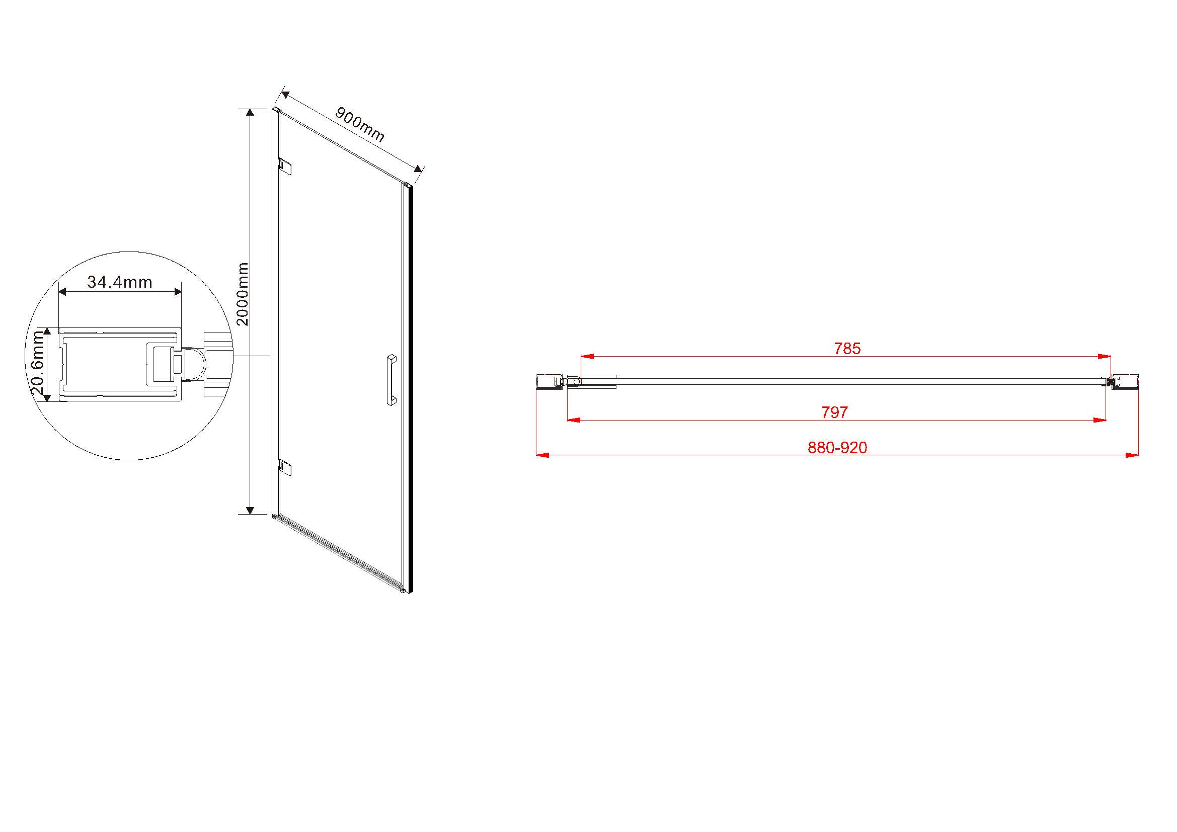 Душевая дверь профиль хром тонированное стекло 90x200см Vincea Flex VDP-1F900CG
