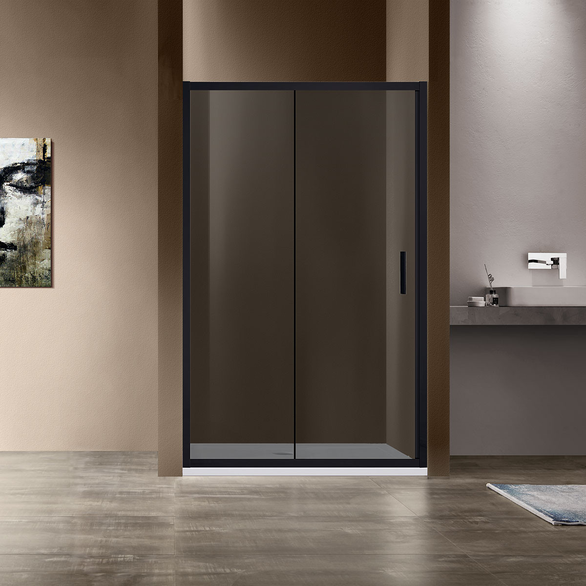 Душевая дверь профиль черный тонированное стекло 120x190см Vincea Garda VDS-1G120CGB