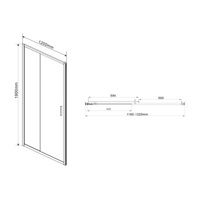 Душевая дверь профиль черный тонированное стекло 120x190см Vincea Garda VDS-1G120CGB