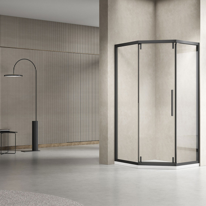 Душевой уголок без поддона цвет профиля черный прозрачное стекло 100x100см Vincea Show VSP1-4SH100CLB