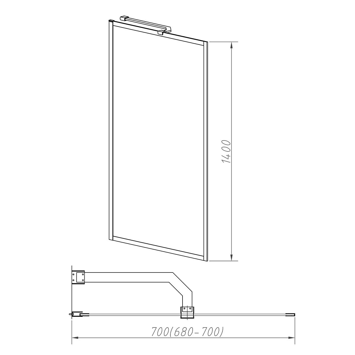 Душевая шторка профиль черный прозрачное стекло 70x140см Vincea VSB-41700CLB
