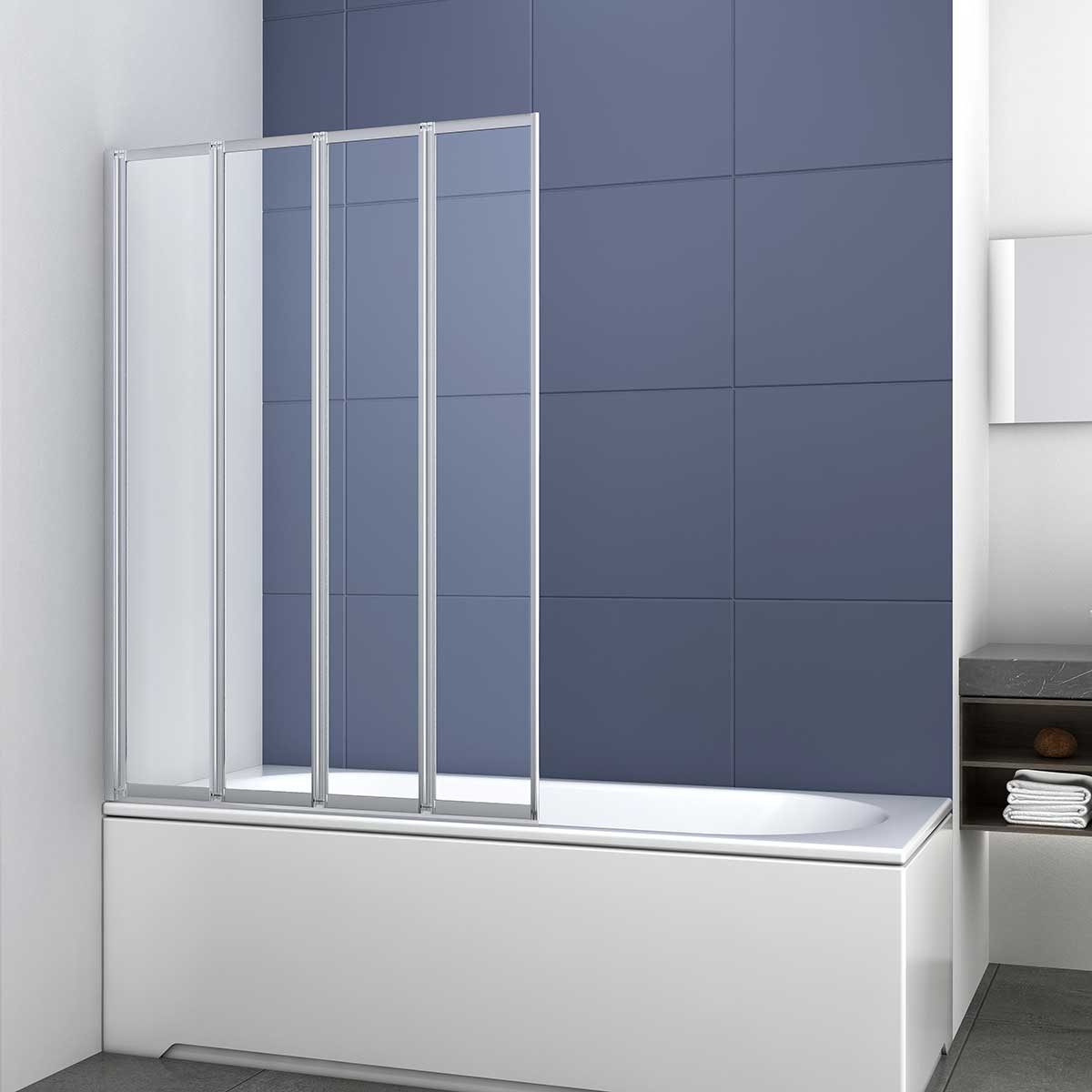 Душевая шторка профиль хром прозрачное стекло 100x140см Vincea VSB-31100CL
