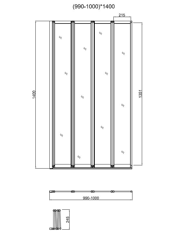 Душевая шторка профиль хром прозрачное стекло 100x140см Vincea VSB-31100CL