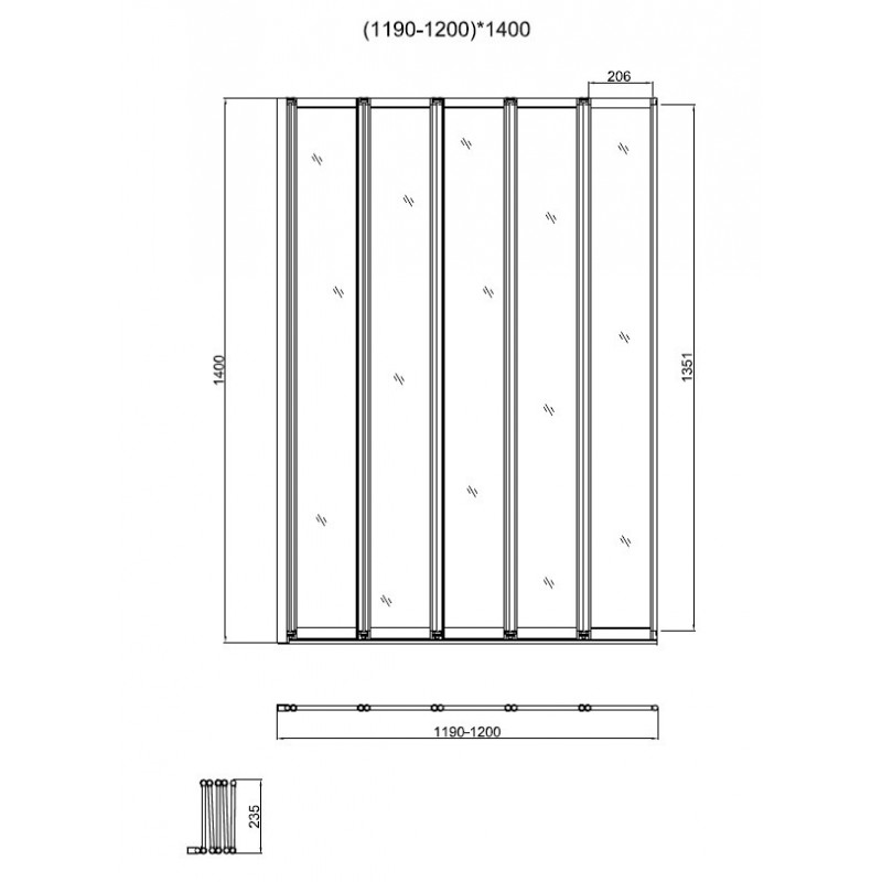 Душевая шторка профиль хром прозрачное стекло 120x140см Vincea VSB-32120CL
