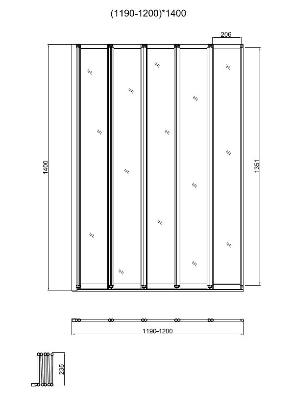 Душевая шторка профиль хром прозрачное стекло 120x140см Vincea VSB-32120CL