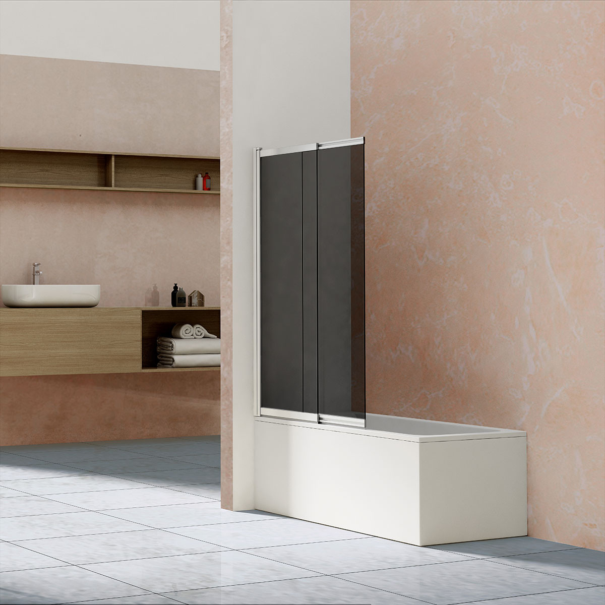 Душевая шторка профиль хром тонированное стекло 100x145см Vincea VSB-1E100CG