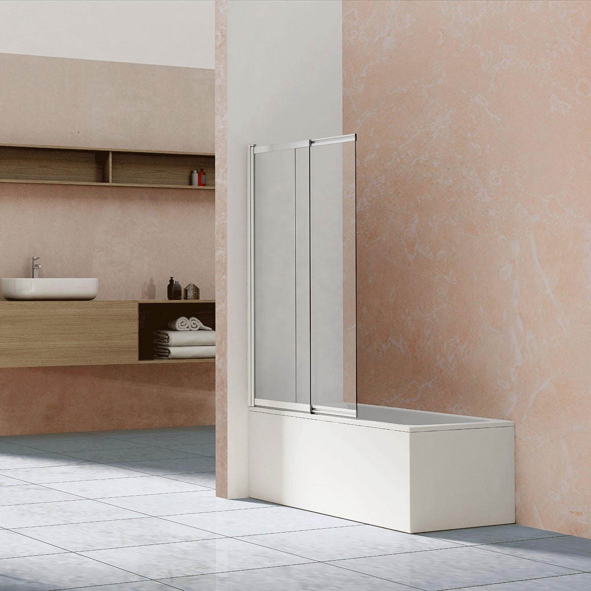 Душевая шторка профиль хром прозрачное стекло 100x145см Vincea VSB-1E100CL