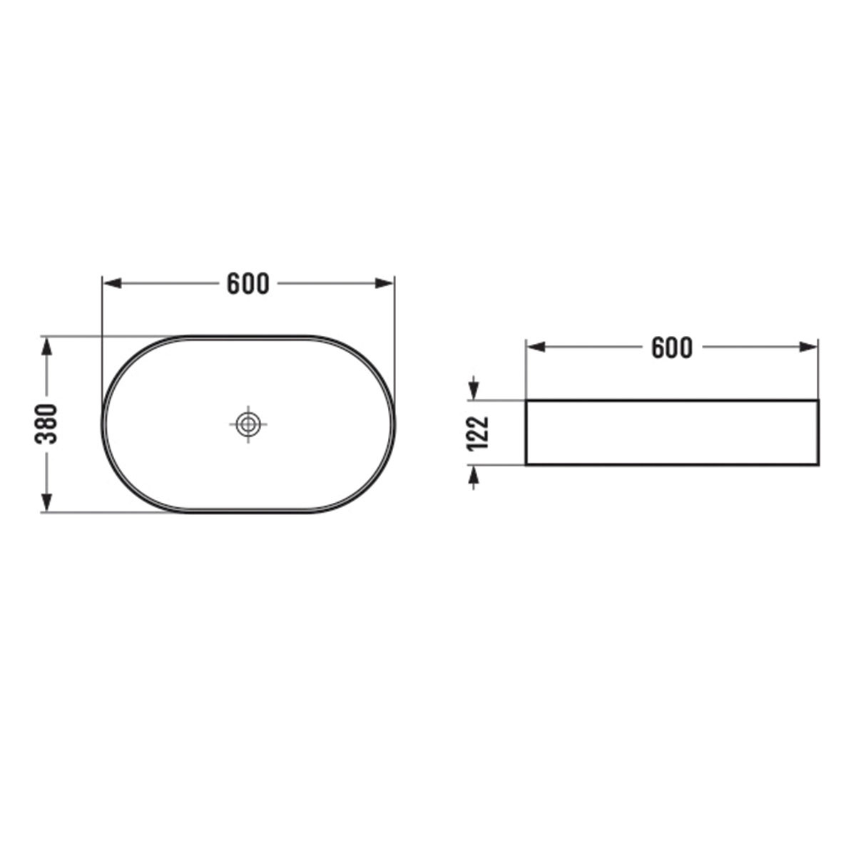 Раковина накладная белая 60x38см Vincea VBS-50760