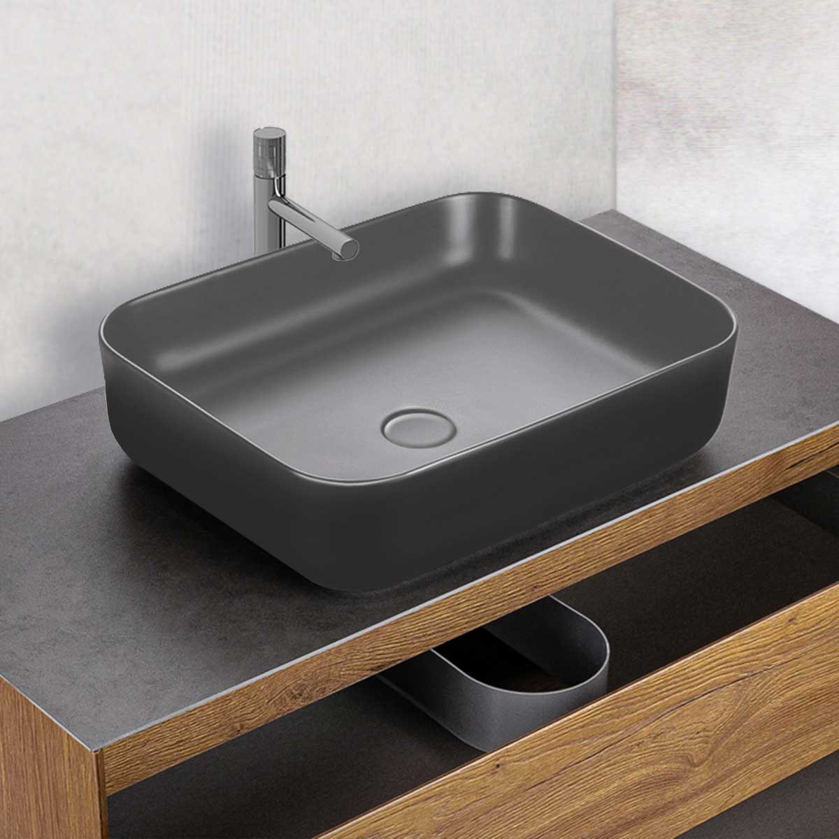 Раковина накладная антрацит 50x39см Vincea VBS-105MA