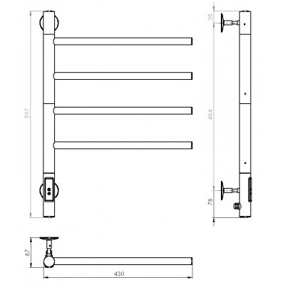 Полотенцесушитель электрический графит 43х60см Vincea VTD-1S1CGE