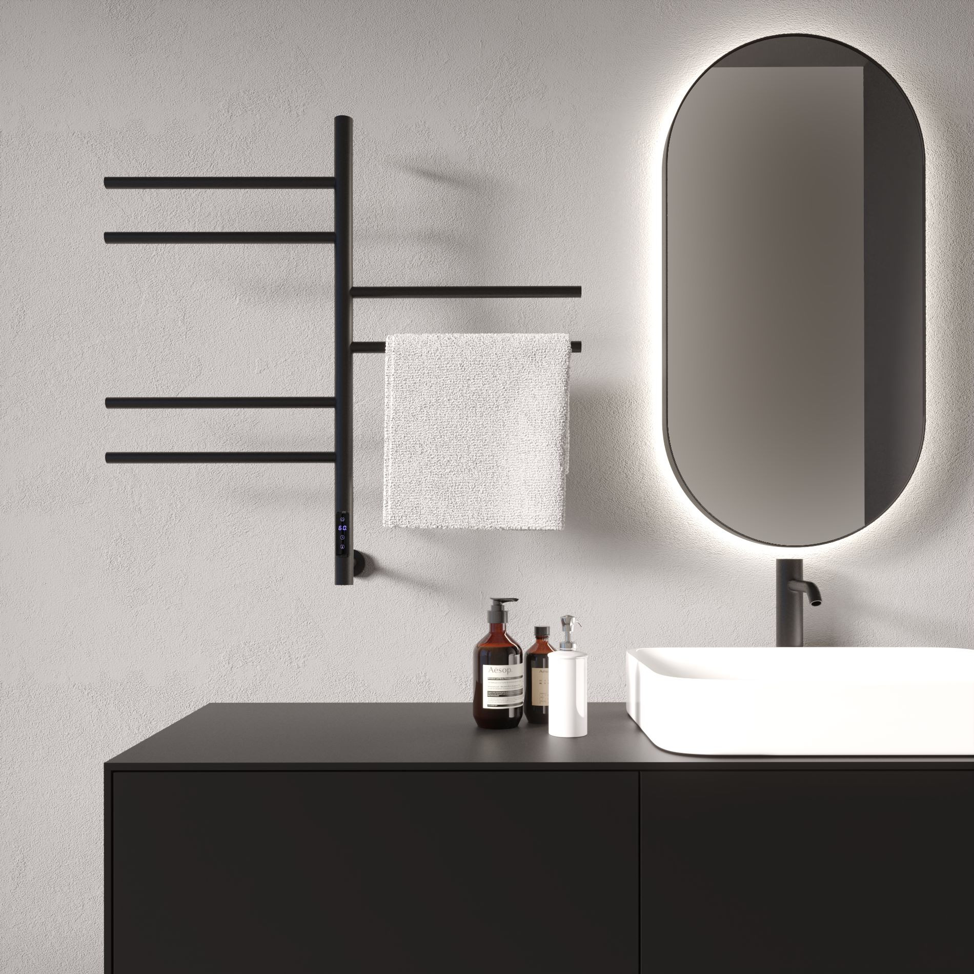 Полотенцесушитель электрический черный 43х80см Vincea VTD-1S2CBE