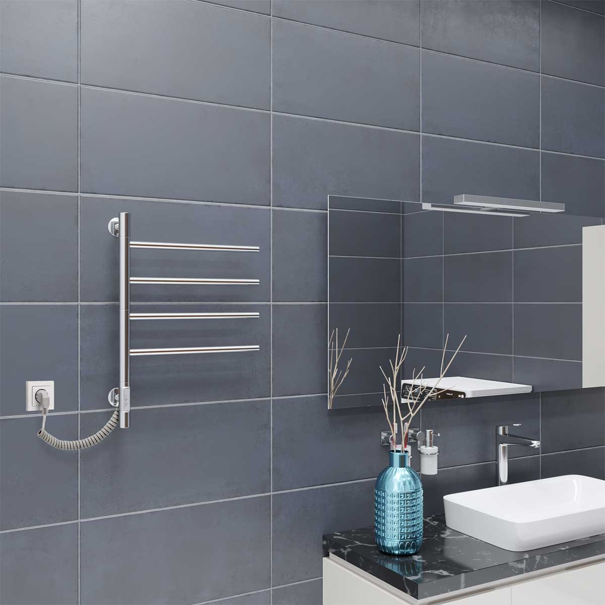 Полотенцесушитель электрический хром 43х60см Vincea VTD-1S1CE