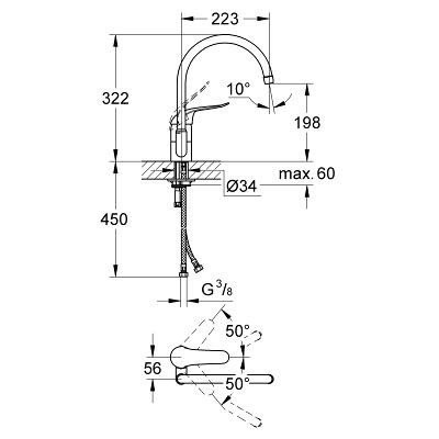Смеситель однорычажный для мойки, EUROECO Special, GROHE 32786000