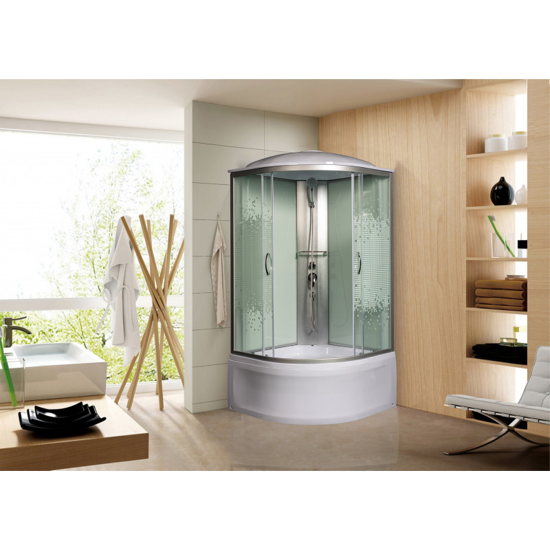 Душевая кабина 80x80x230см профиль хром матовый стекло с узором МОНОМАХ XL  80/43 С МЗ