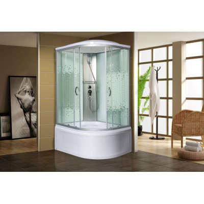 Душевая кабина 120x90x230см профиль хром матовый стекло с узором МОНОМАХ XL 120/90/44 МЗ L