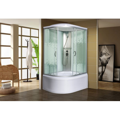 Душевая кабина 120x90x230см профиль хром матовый стекло с узором МОНОМАХ XL 120/90/44 МЗ R