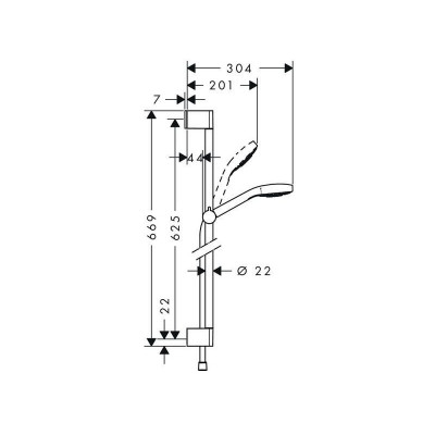 Душевой гарнитур hansgrohe Croma Select E 110 1jet со штангой 65 см 26584400, белый/хром