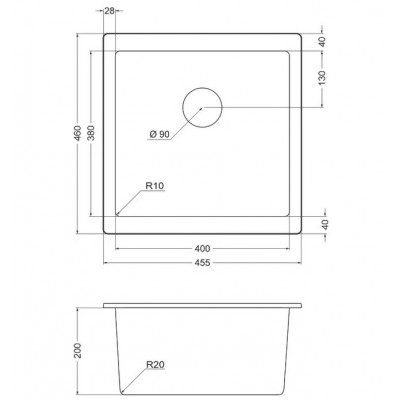Комплект Мойка кухонная Emar Quartz EMQ-1455.P