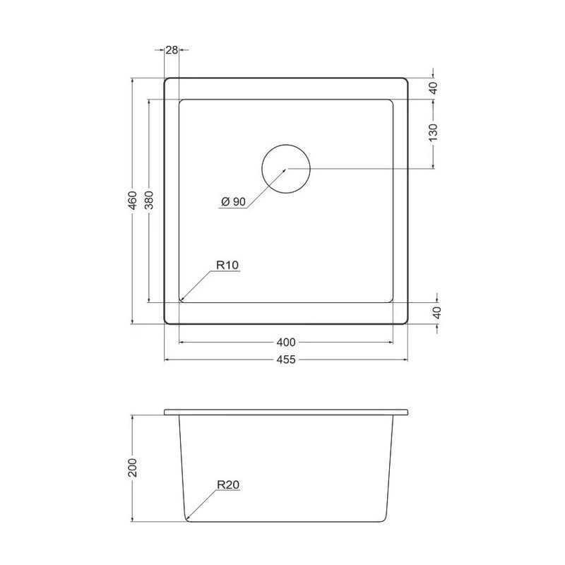 Комплект Мойка кухонная Emar Quartz EMQ-1455.P