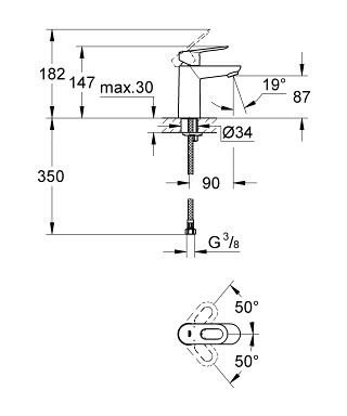 Смеситель однорычажный для раковины, Bauloop, Grohe