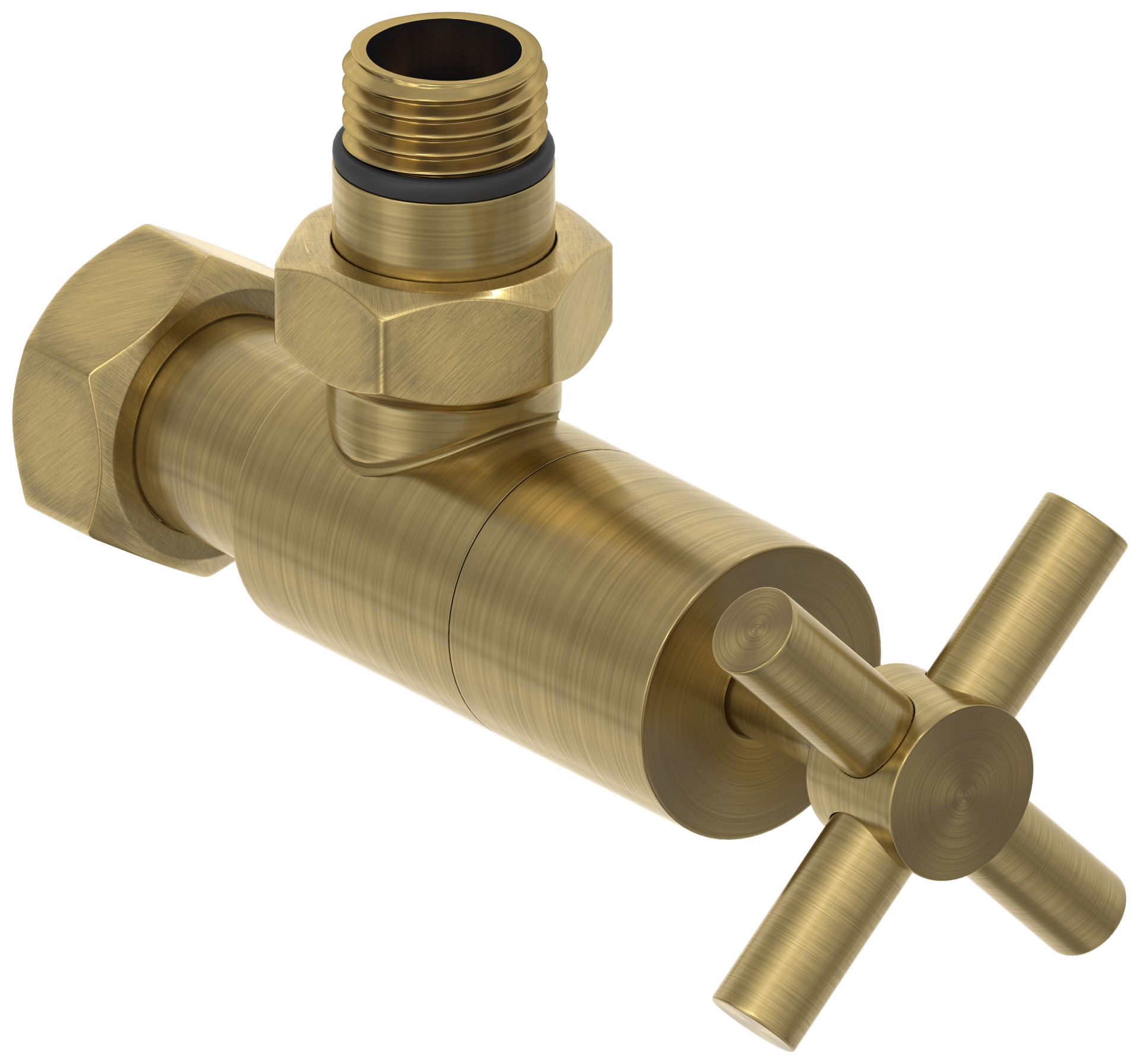 Вентиль Сунержа угловой крест G 1/2" НР х G 3/4" НГ, состаренная латунь