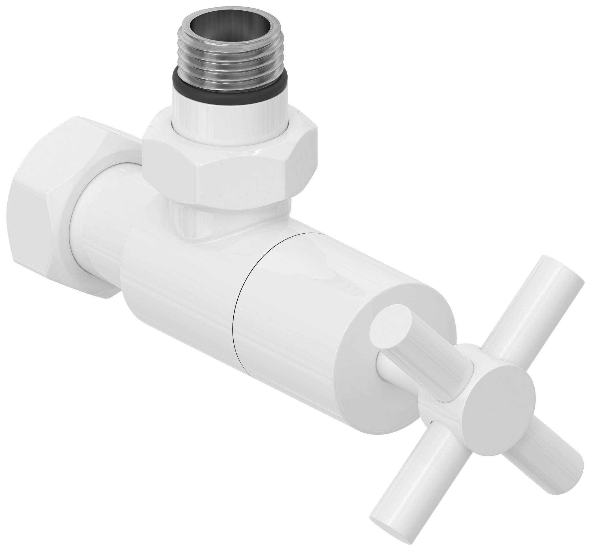 Вентиль Сунержа угловой крест G 1/2" НР х G 3/4" НГ, белый
