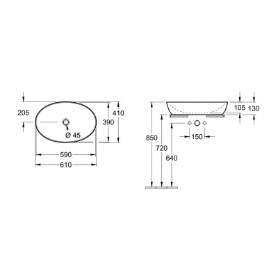 Раковина накладная 610х410 Villeroy & Boch Artis белый альпин