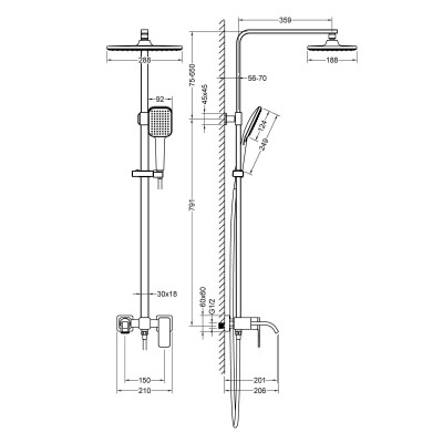 Душевая система чёрная Timo Selene SX-1013/03