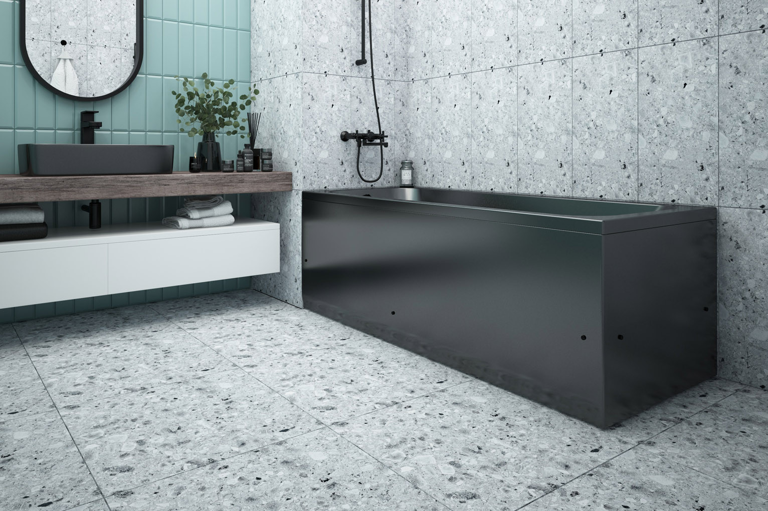 Экран для акриловой ванны Strict Black 1700, выразительный черный цвет