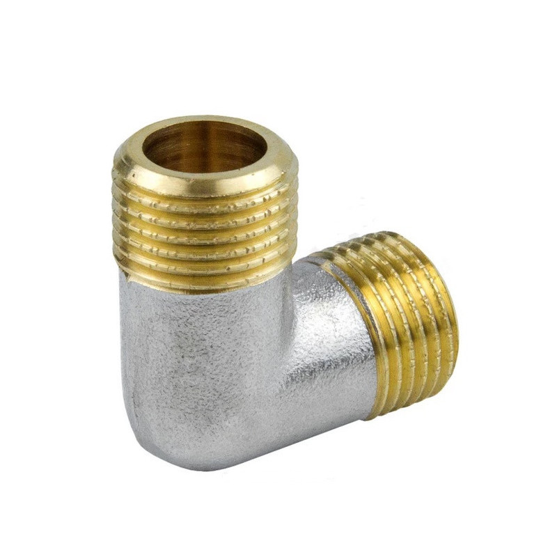 Угольник латунь никель Ду 15 (1/2") НР/НР 9003