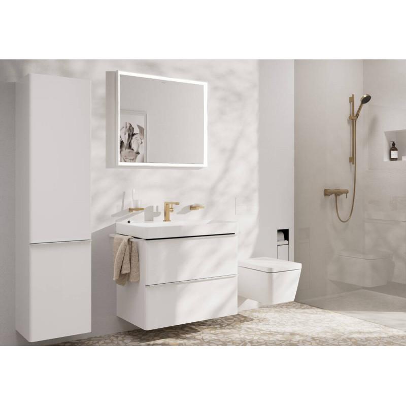 Однорычажный смеситель для раковины Hansgrohe Tecturis E 110 Fine CoolStart EcoSmart+, донный клапан Push-Open, Brushed Bronze