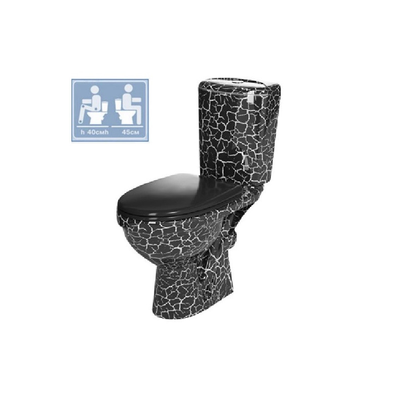 Унитаз-компакт Rosa Дон для МГН черный кракелюр