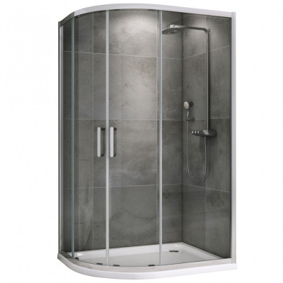Душевой уголок 110x80x195см ABBER Schwarzer Diamant AG01118 профиль хром, стекло прозрачное, универсальная установка