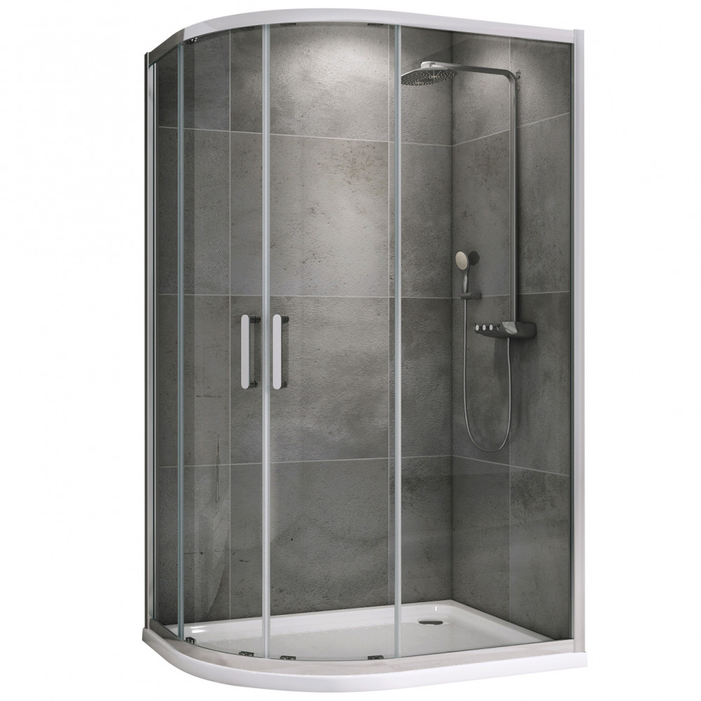 Душевой уголок 110x80x195см ABBER Schwarzer Diamant AG01118 профиль хром, стекло прозрачное, универсальная установка