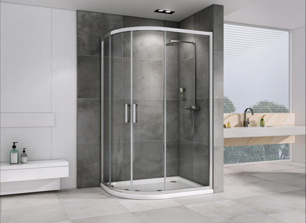Душевой уголок 110x80x195см ABBER Schwarzer Diamant AG01118 профиль хром, стекло прозрачное, универсальная установка