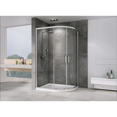 Душевой уголок 110x80x195см ABBER Schwarzer Diamant AG01118 профиль хром, стекло прозрачное, универсальная установка