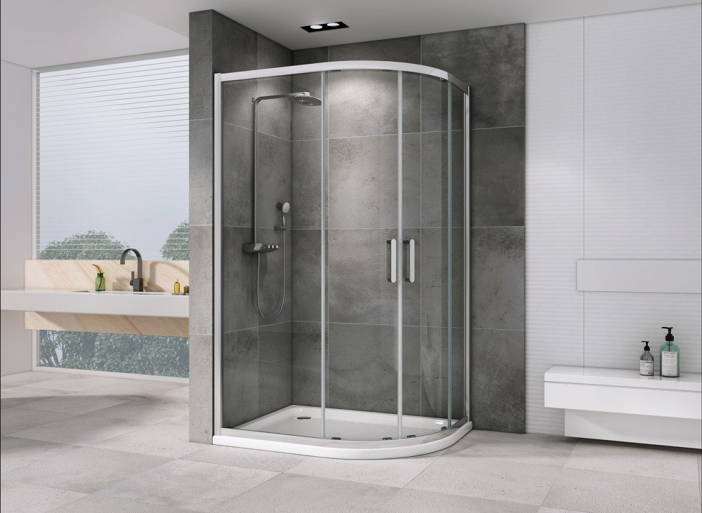 Душевой уголок 110x80x195см ABBER Schwarzer Diamant AG01118 профиль хром, стекло прозрачное, универсальная установка